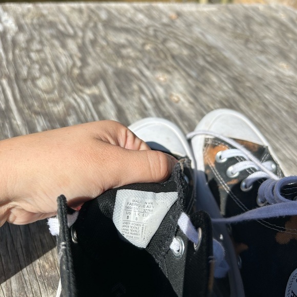 Platform Converse high top black white womans bleach splatter size 8 - Picture 4 of 9